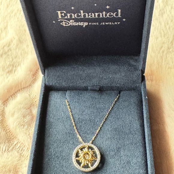 14k Diamond Enchanted Fine Jewelry Rapunzel Sun ☀️ Necklace - Picture 2 of 10